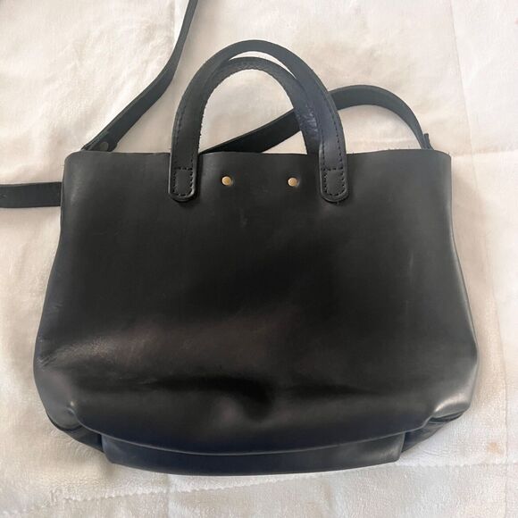 Portland Leather Goods Mini Crossbody Tote In Black Purse Bag Adjustable - Picture 10 of 10